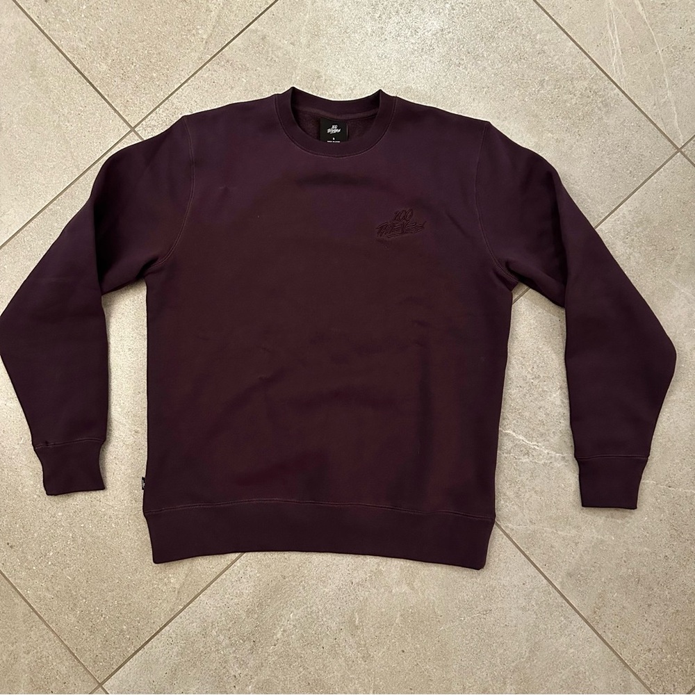 100 Thieves, Foundations SS'24, Crewneck Sweatshirt, Plum, Small